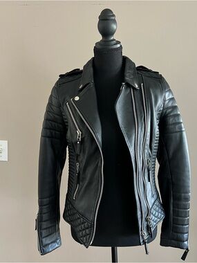 Boda Skins Kay Michael’s Black Quilted Genuine Leather Moto Jacket - Size 4